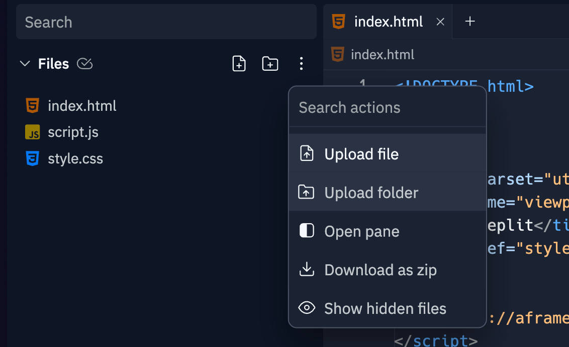 image of ui to download as zip